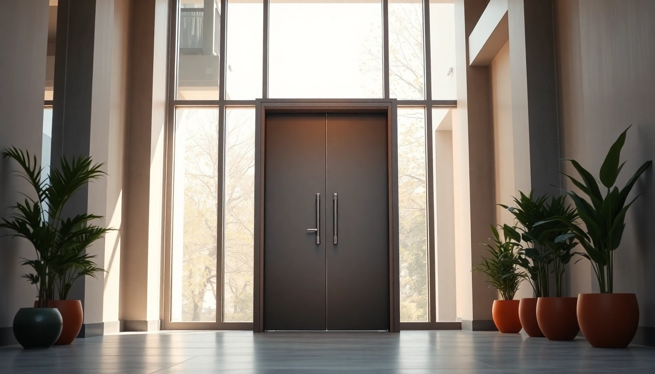 Eye-catching exit door with polished details and modern design in a bright entryway.