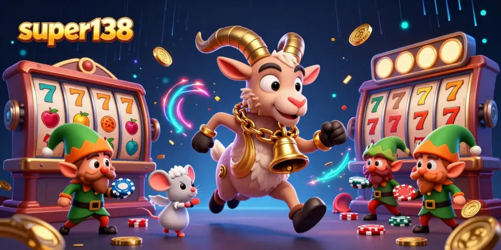Watch super138's whimsical holiday-horror casino in action with playful characters and dynamic slot reels.