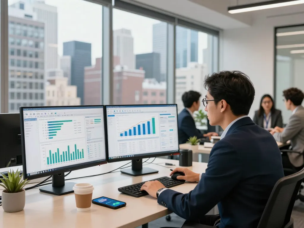 Expert analyzing SEO performance metrics in NYC office, showcasing the Best SEO Company NYC.