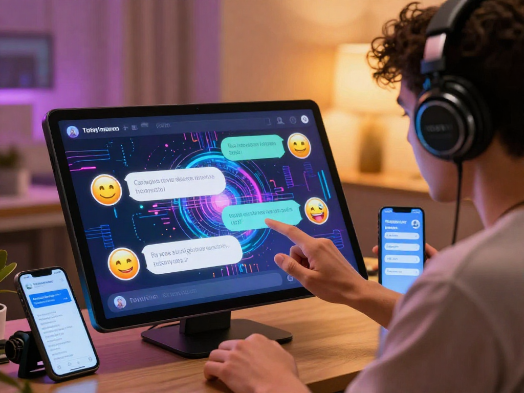 Engaging nsfw chat bot interaction featuring a user on a sleek interface with vibrant colors.