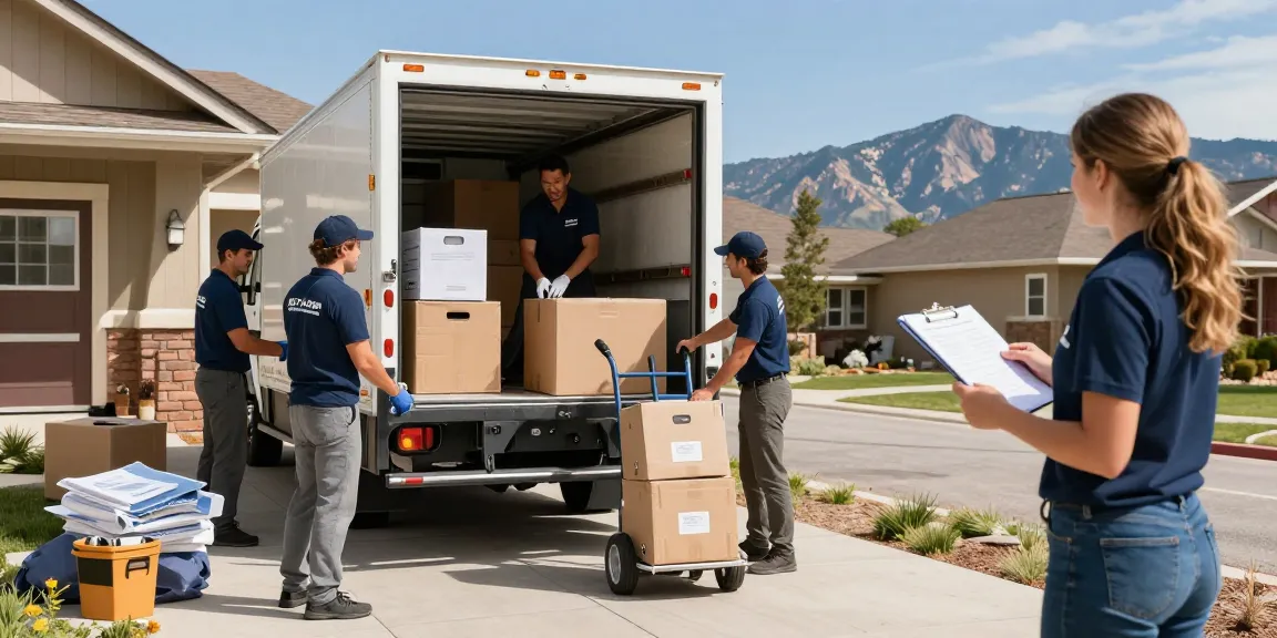 Local moving company team efficiently packing items during a move in Colorado Springs.