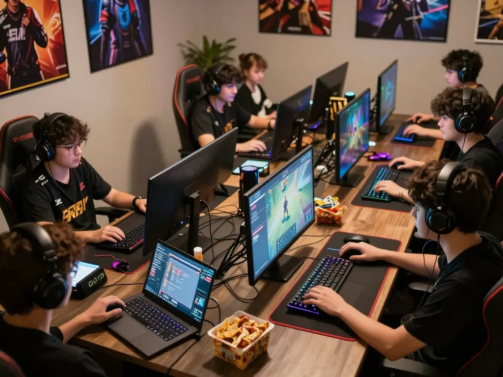 Players engaged in an exciting okwin esports gaming session, showcasing strategic gameplay in a vibrant environment.