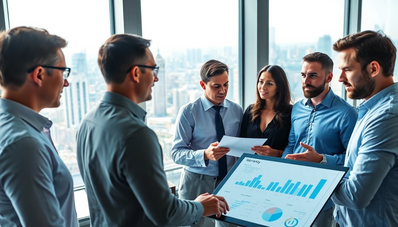 Engaging expert led warranty company team collaborates on warranty solutions in a modern office.