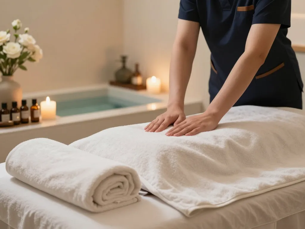 Serene 서초스웨디시 massage therapy room featuring a massage table and calming decor.