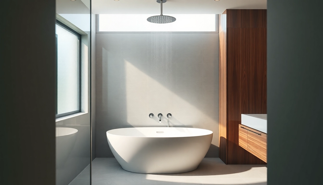 Highlighting elegant showers Australia, this modern bathroom features a stylish rain shower design complemented by minimalist decor.