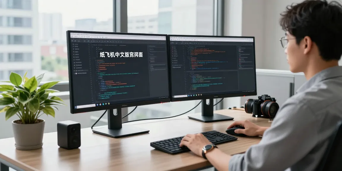 Developer coding on 纸飞机中文版官网 interface in modern office