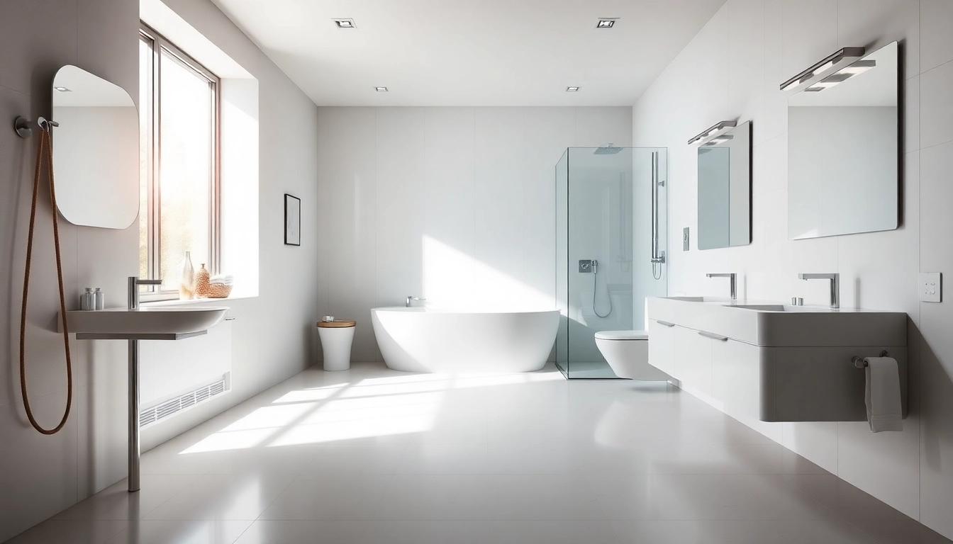 Die sonni sanitär Produkte in einem modernen Badezimmersetting, zeigen stilvolle Armaturen.