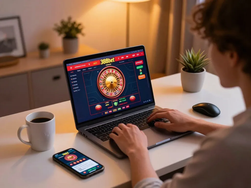 Enjoying online gaming with 388bet on a modern setup, showcasing responsible entertainment.
