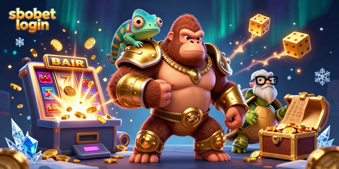 Experience sbobet login with vibrant casino elements in an engaging 3D illustration.