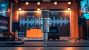 MV88 microphone displayed in a modern digital setting, emphasizing audio quality and design.