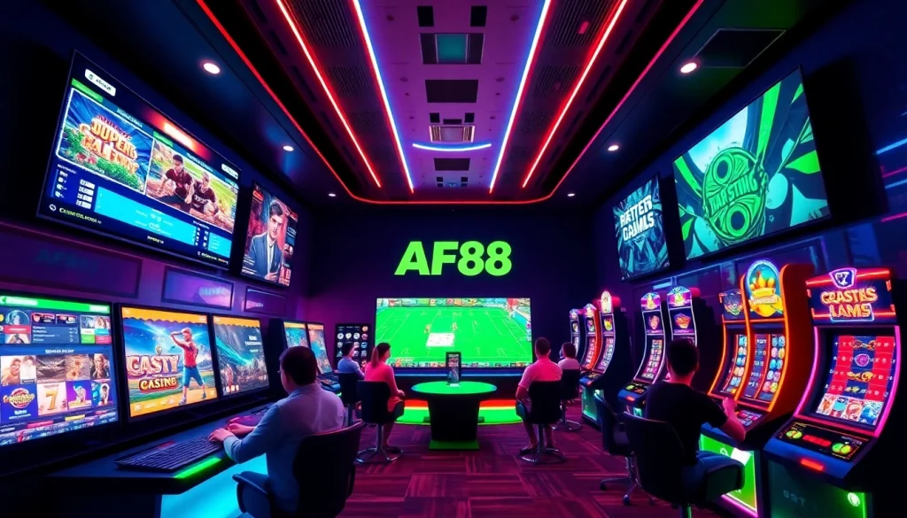 AF88 gaming interface showcasing sports betting and casino options in a vibrant, modern design.