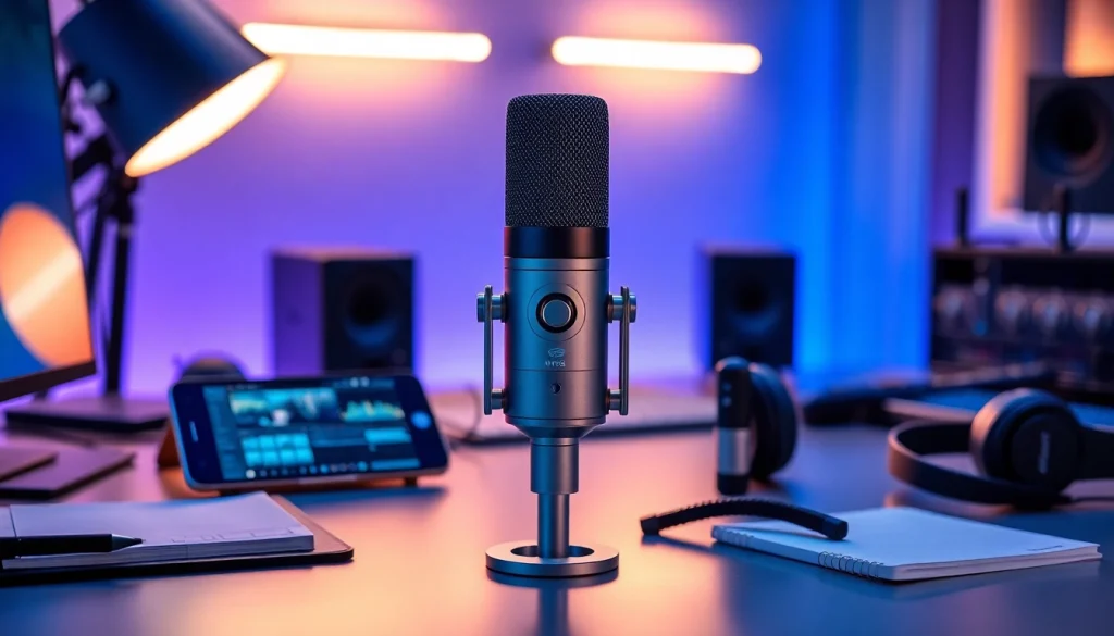MV88 microphone showcased in a modern workspace for creative audio production.
