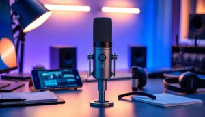 MV88 microphone showcased in a modern workspace for creative audio production.