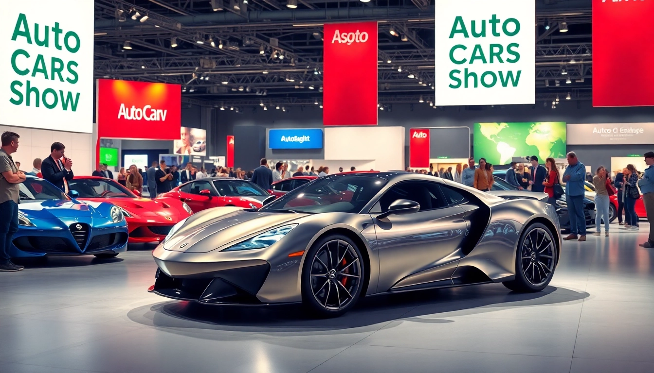 Engaging scene at the Auto Cars Show with a stunning sports car and excited spectators.