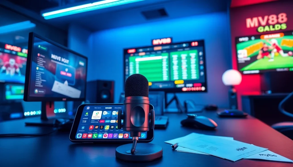 Engaging gaming setup featuring MV88 microphone for online betting