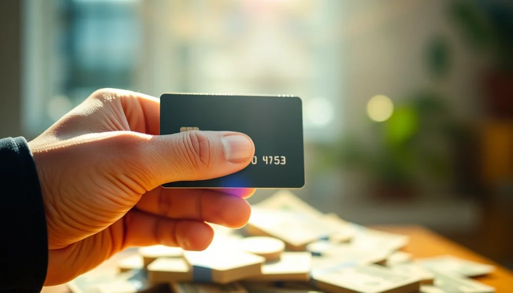 카드 한도 현금화 관련하여 신용카드를 들고 현금을 보여주는 손