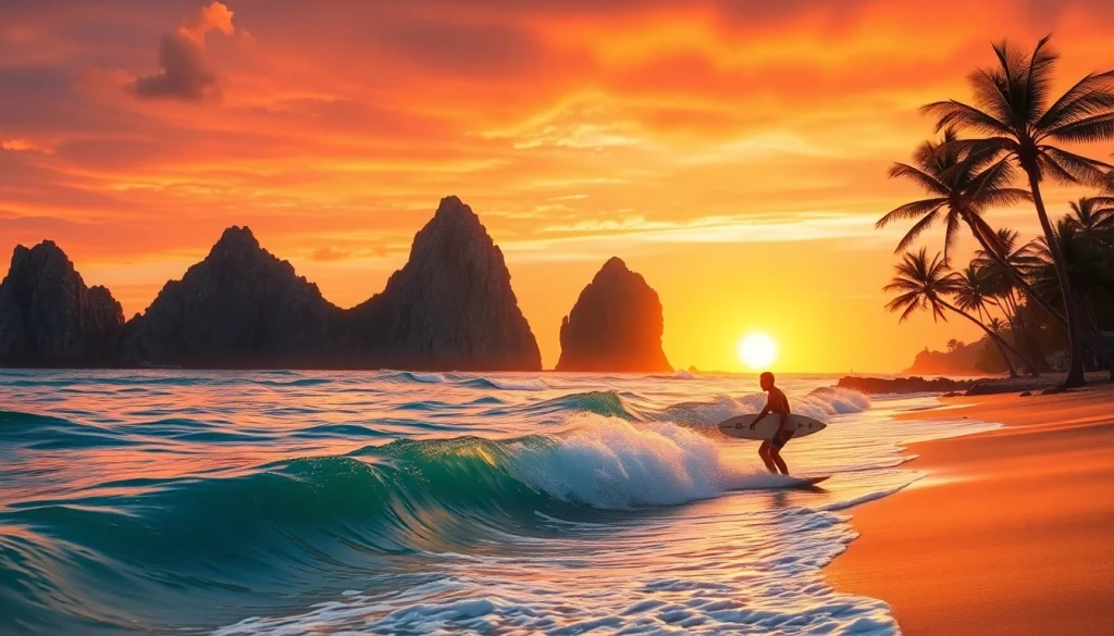 Catch thrilling waves while discovering the best things to do in Cabo San Lucas during sunset.