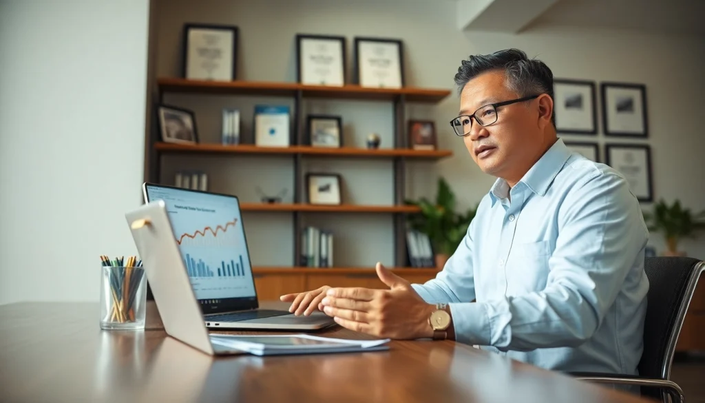 카드 현금화의 전문가가 현대 사무실에서 상담하는 모습