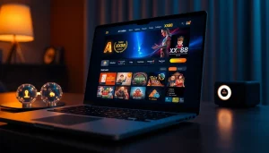 XX88 online gaming platform interface showing popular games with modern design and luxury colors.
