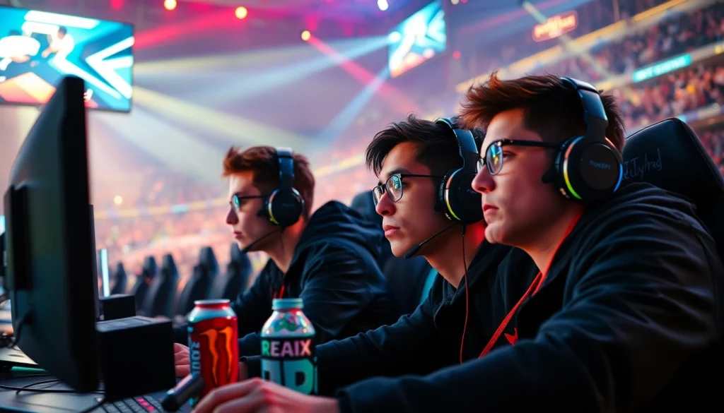 Engaged professional gamers in action during an exciting esports tournament featuring 79king gameplay.