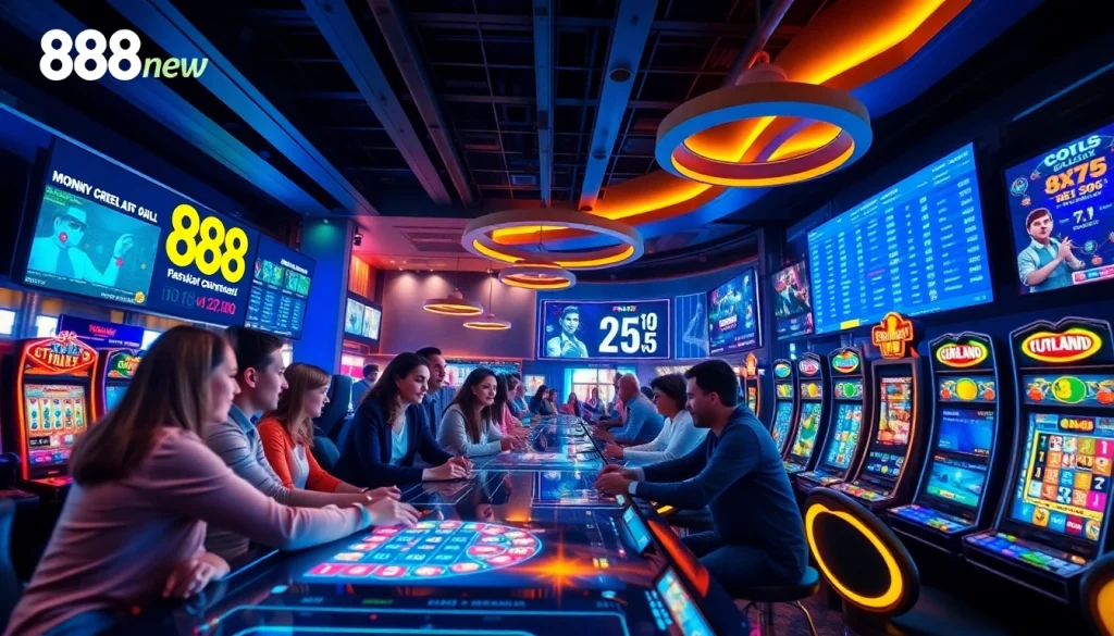 888new gaming environment showcasing players engaged in diverse online gaming experiences, emphasizing security and excitement.