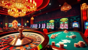 Experience thrilling gameplay at https://babu88.global/ with vibrant casino scenes featuring roulette and poker.