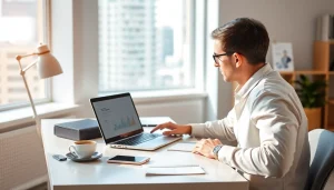 Contact data verification tools displayed on a modern workspace laptop with data analytics.