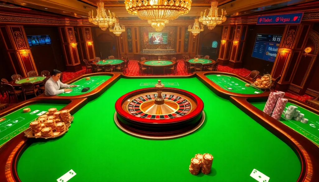 Experience thrilling gaming at https://thabet.vegas/ featuring luxurious casino tables and vibrant poker chips.