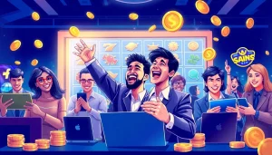 Bergabunglah untuk bermain situs deposit 1000 dengan pemain menang merayakan jackpot.