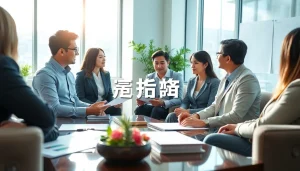 카드깡의 위험성을 논의하는 전문가들과 고객이 있는 금융 상담 장면