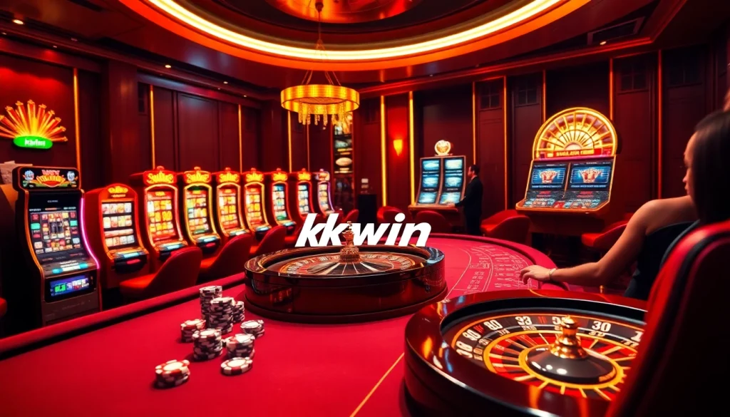 Experience the excitement of kkwin casino games with vibrant slot machines and poker tables.