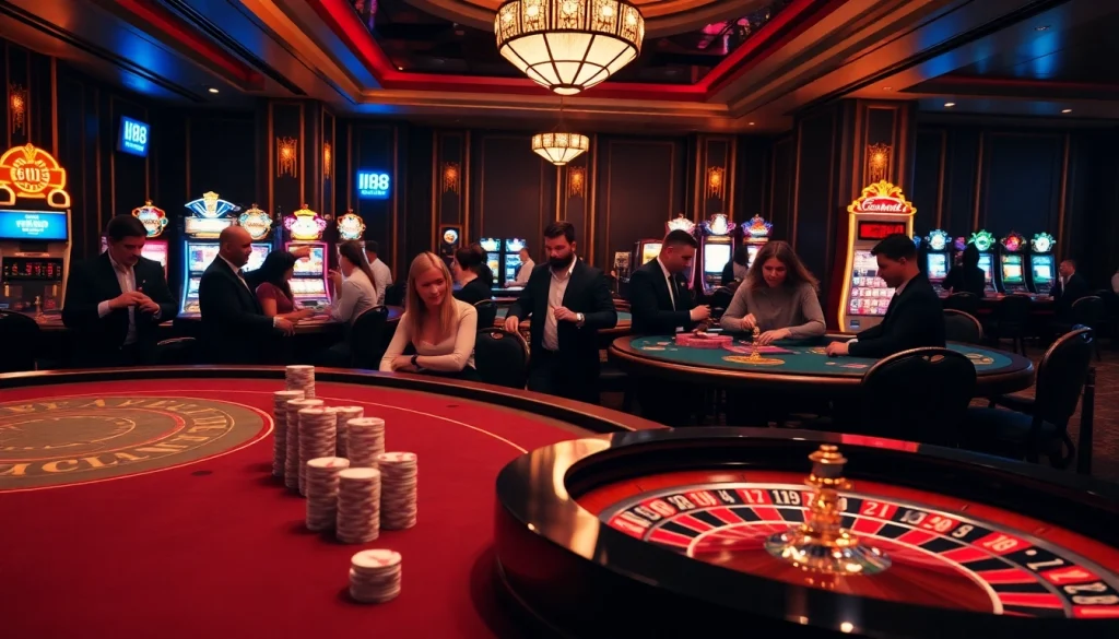 Players enjoying luxury casino games at Hi88, immersed in excitement and chance.