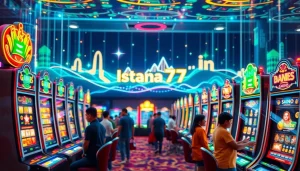 Ikon menonjol Istana777 Situs dengan antarmuka permainan kasino yang menarik dan warna cerah.