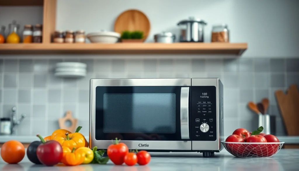 Cook delicious meals using a stylish microwave oven in a modern kitchen.