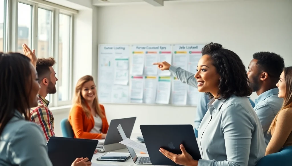 Job Help workshop with a diverse group of job seekers engaging in supportive discussions.