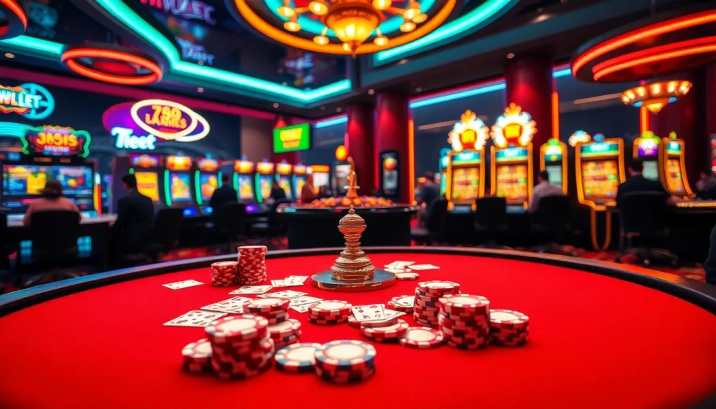 Exciting gaming environment showcasing 789bet link mới at a luxurious casino table.