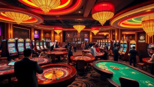 Players enjoying high-stakes games at Hi88 casino with engaging slot machines and roulette.