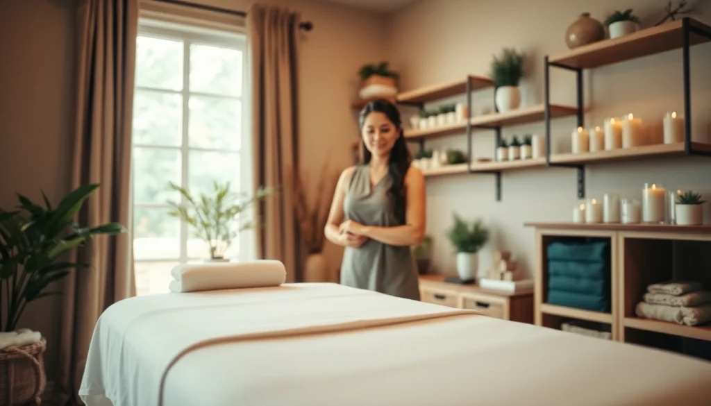 1인샵에서 편안한 마사지 받는 모습, 아늑한 조명이 돋보임