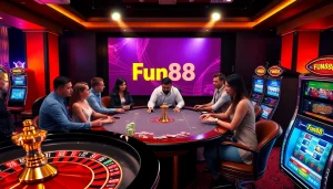 Exciting table games with the Fun88 link prominently displayed, inviting gamblers to play.