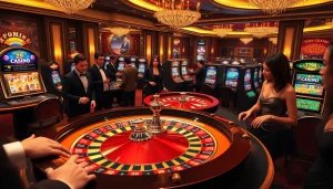 K9K9 casino players engaging in an exciting game at elegantly designed roulette tables.