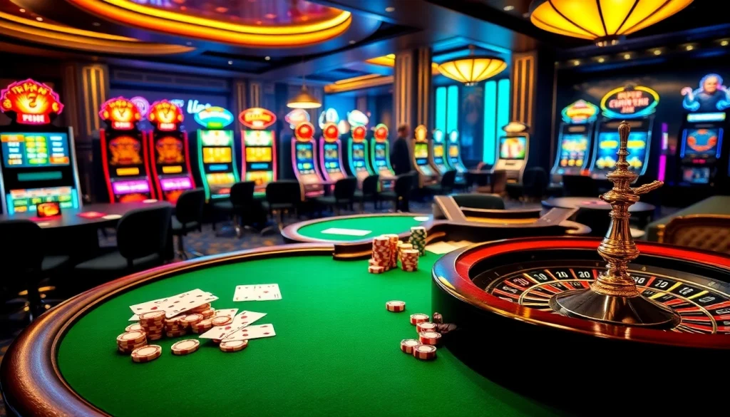 S88vip poker table with chips and cards in a vibrant casino setting