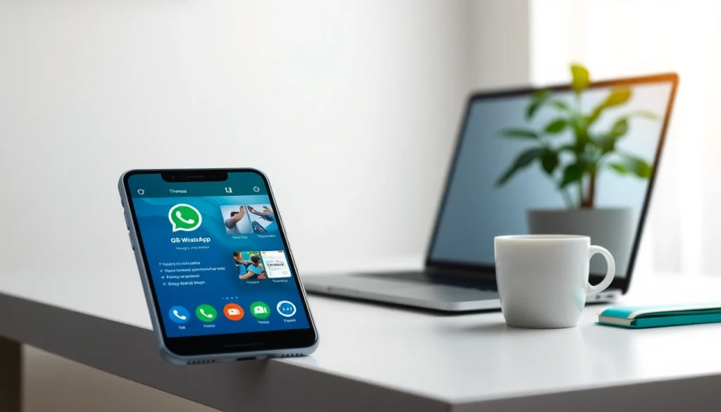 Engaging display of the GB WhatsApp app on a smartphone, showcasing advanced messaging features and customization options.