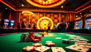 Registering for an exciting casino experience with vibrant poker chips and roulette wheel.