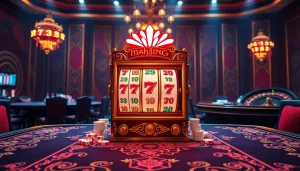 Engaging slot demo mahjong experience with a vibrant mahjong-themed slot machine and casino elements.