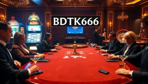 Experience high-stakes action at a poker table showcasing BDTK666 strategies and excitement.