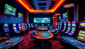 Exciting TR88 online casino atmosphere with players engaged in various games.