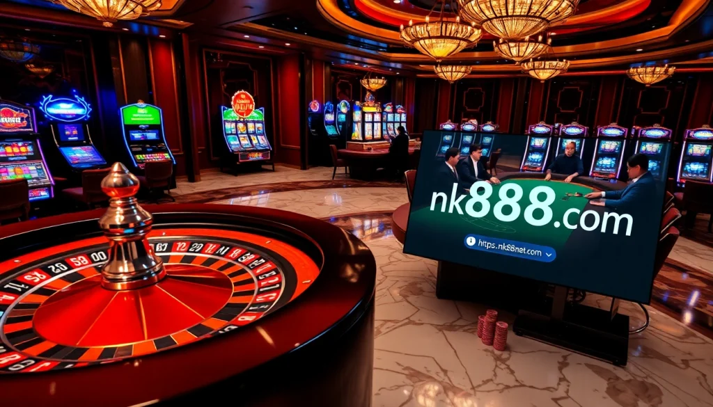 Experience the thrill of high-stakes gaming at https://nk88net.com/ with vibrant poker and roulette scenes.