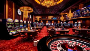 SODO Casino showcases players engaged in high-stakes poker amidst luxurious casino decor.