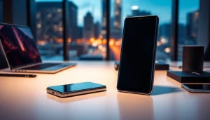 Sleek Samsung Galaxy S8 smartphone showcased in a modern tech environment.