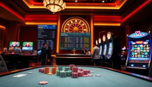 Experience the thrill of vmax game at an upscale casino table with poker chips and cards.